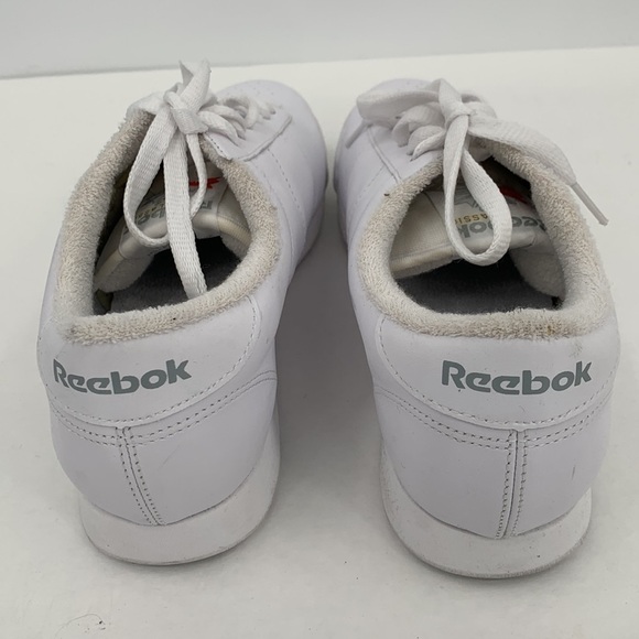 Reebok Princess white leather sneaker shoe tie flat women 9 - Picture 7 of 8
